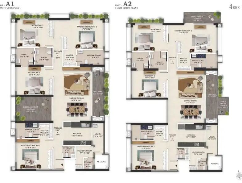 Primarc Aahana 4 BHK Simplex Floor Plan Map